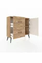Commode Arges avec une seule étagère, 2 tiroirs et 2 portes, en pin-pierre d'âme/pin