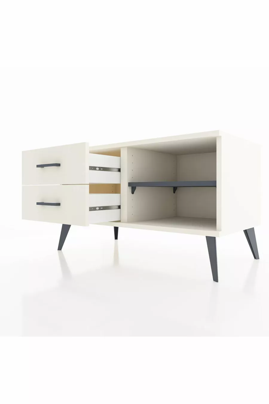 Commode Hyperion à une étagère et 2 tiroirs, quartz-ardoise / quartz