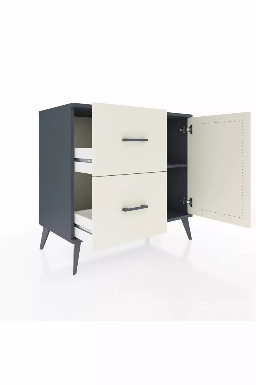 Hyperion Dresser with One Shelf, 2 Drawers, and Single Door, Anthracite-Quartz