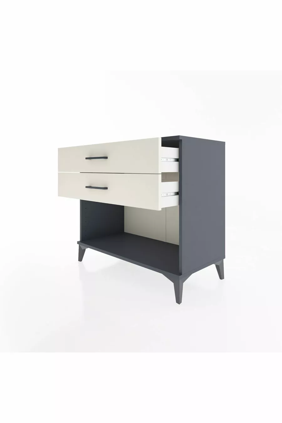 Commode Hyperion à 2 tiroirs Anthracite-Pierre de lune