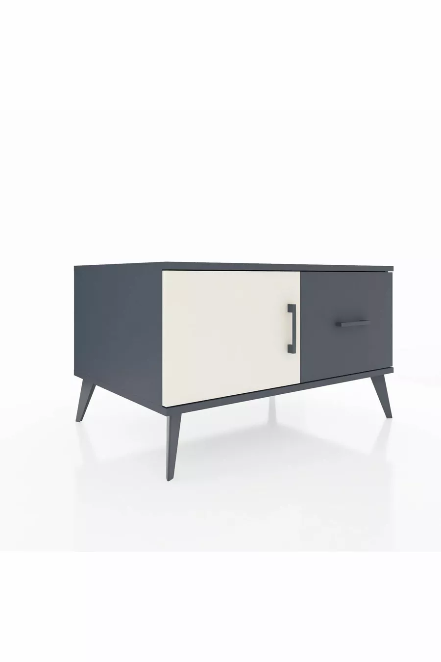 Comò Kronos con un ripiano, un cassetto e una porta, Antracite-Ghiaia/Antracite