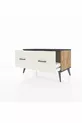 Commode Hyperion 2 tiroirs Pin-Anthracite/Gris pierre