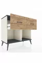 Commode Hyperion 2 tiroirs Pierre de lune-Anthracite/Pin