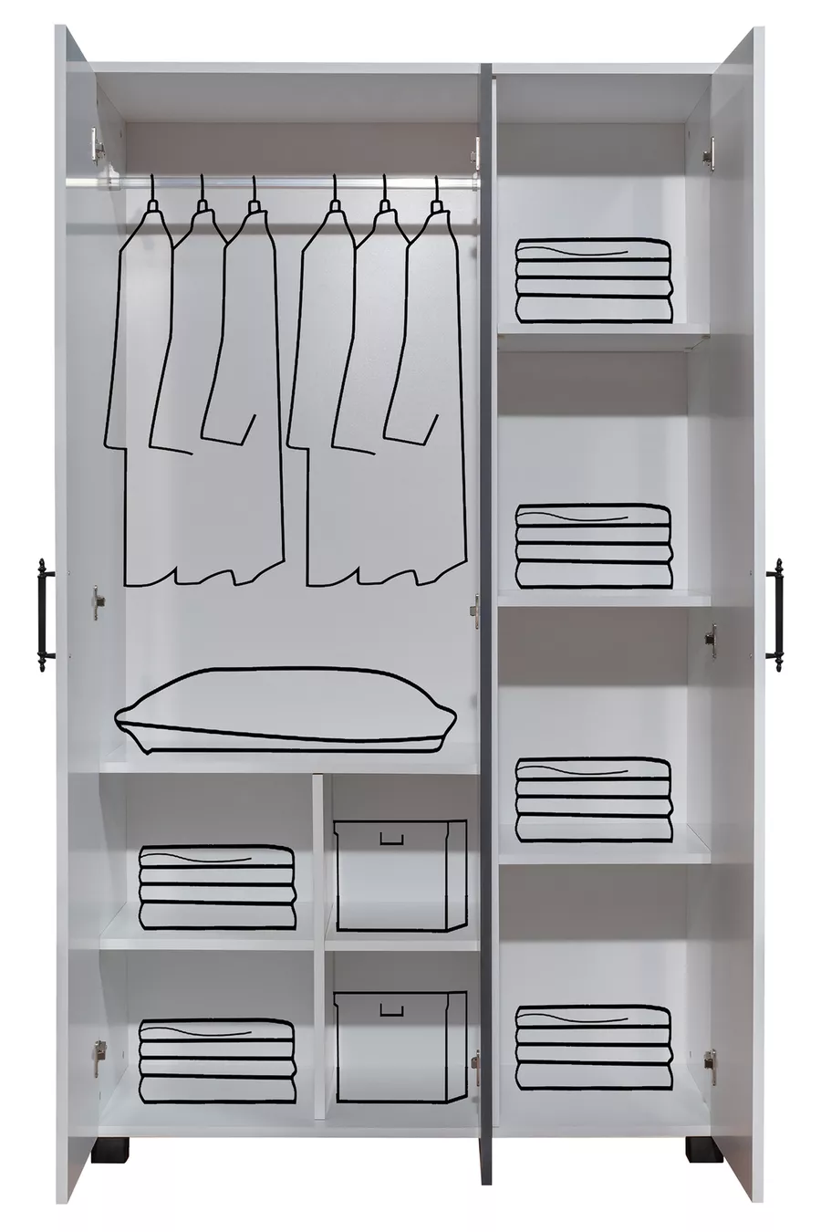 Bunk Bed, Aura Bunk Bed Bed Table 3-Door Wardrobe + 2 Comfort Mattresses