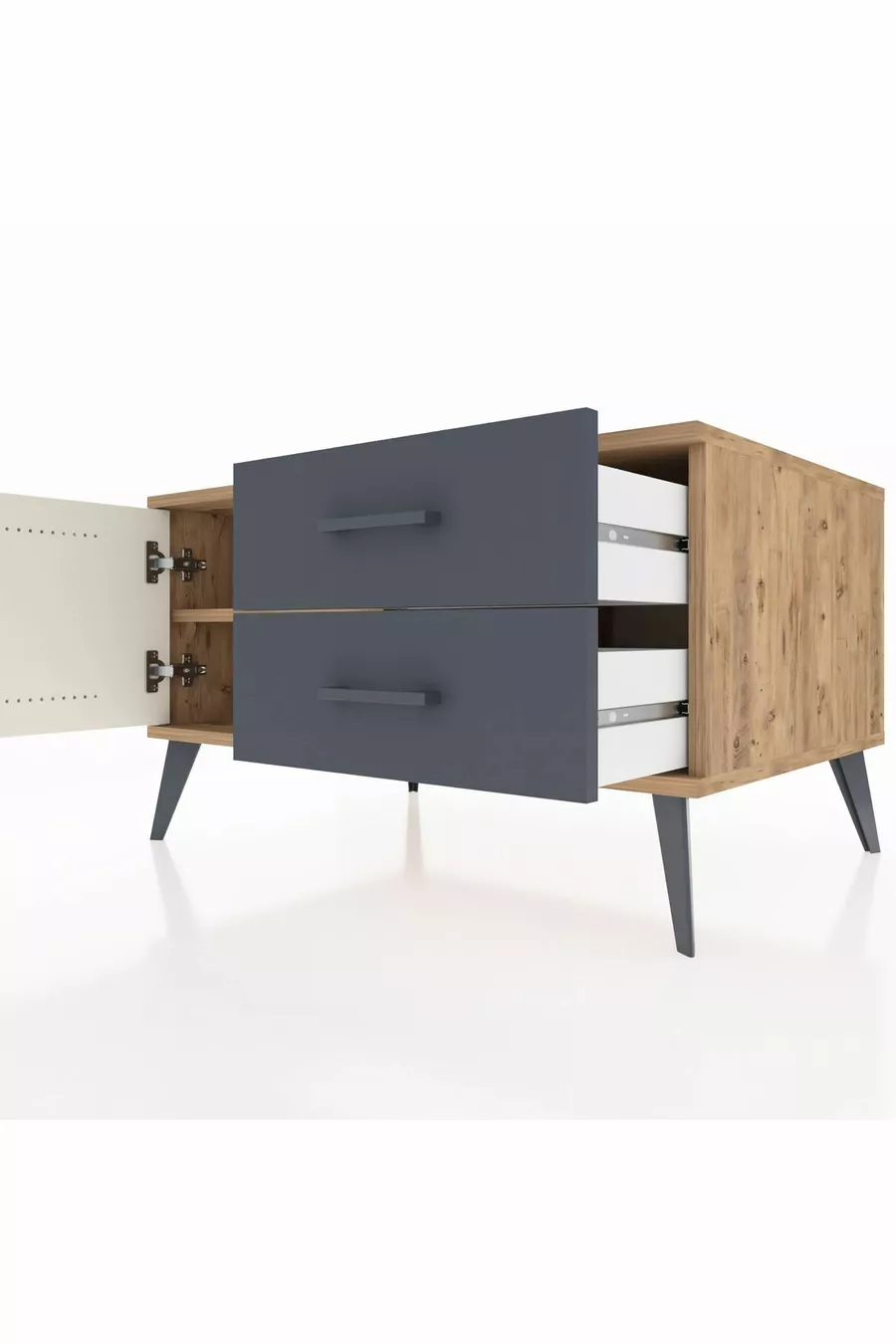 Kronos Dresser Single Shelf with 2 Drawers and 1 Door Pine-Ash/Anthracite