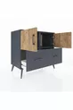 Commode Hyperion 2 étagères 2 tiroirs 2 portes Anthracite-Sapin/Anthracite