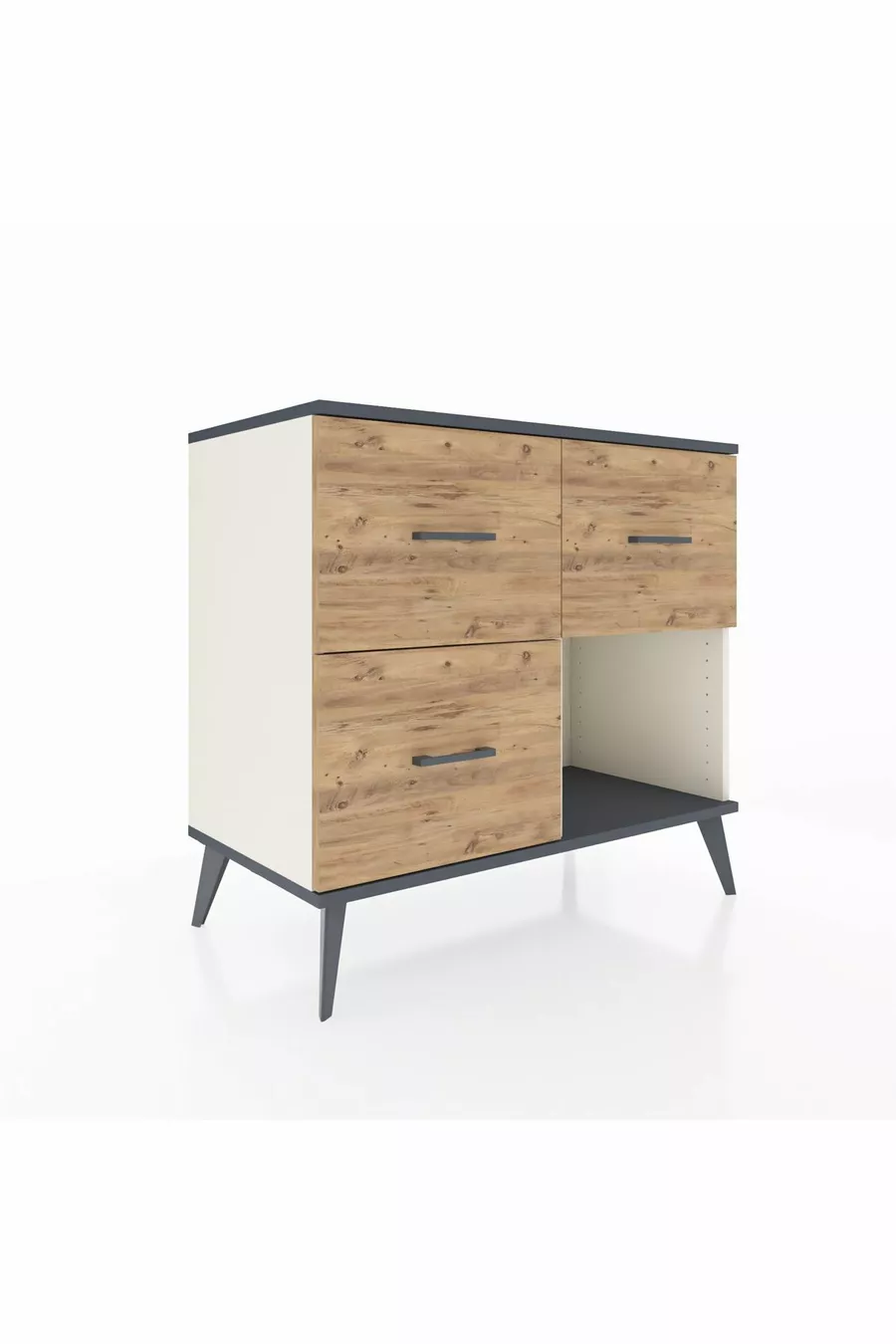 Hyperion Dresser 3 Drawers Moonstone-Anthracite/Pine