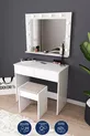 B LED Verlichte Spiegel Organizer Make-up Tafel met Kruk en Ladeverdeling, Cosmetisch Bureau