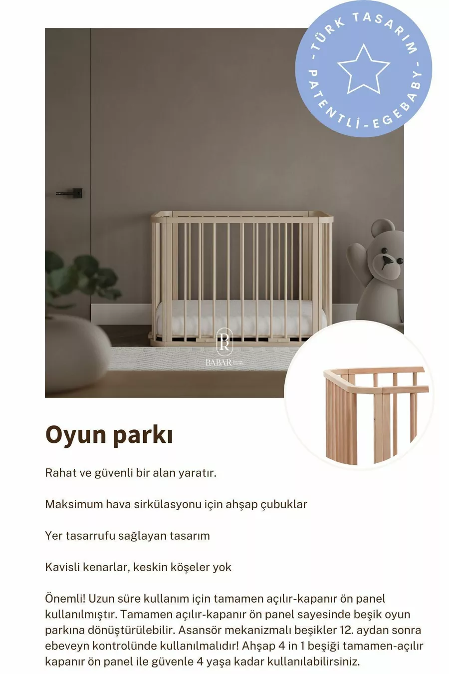 Set di Culla in Legno Naturale (BL) X - lettino, letto, parco giochi, letto Montessori Junior