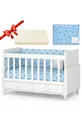Wsmall Rocking Baby Cradle Bed with Blue Bedding Set Gift