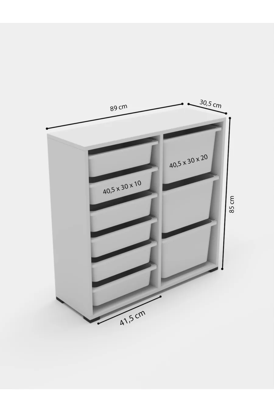 Armoire polyvalente Beyza avec 9 paniers et autocollants pour jouets