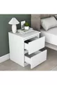 Table de chevet Rani pour chambre à coucher avec 2 tiroirs, blanche