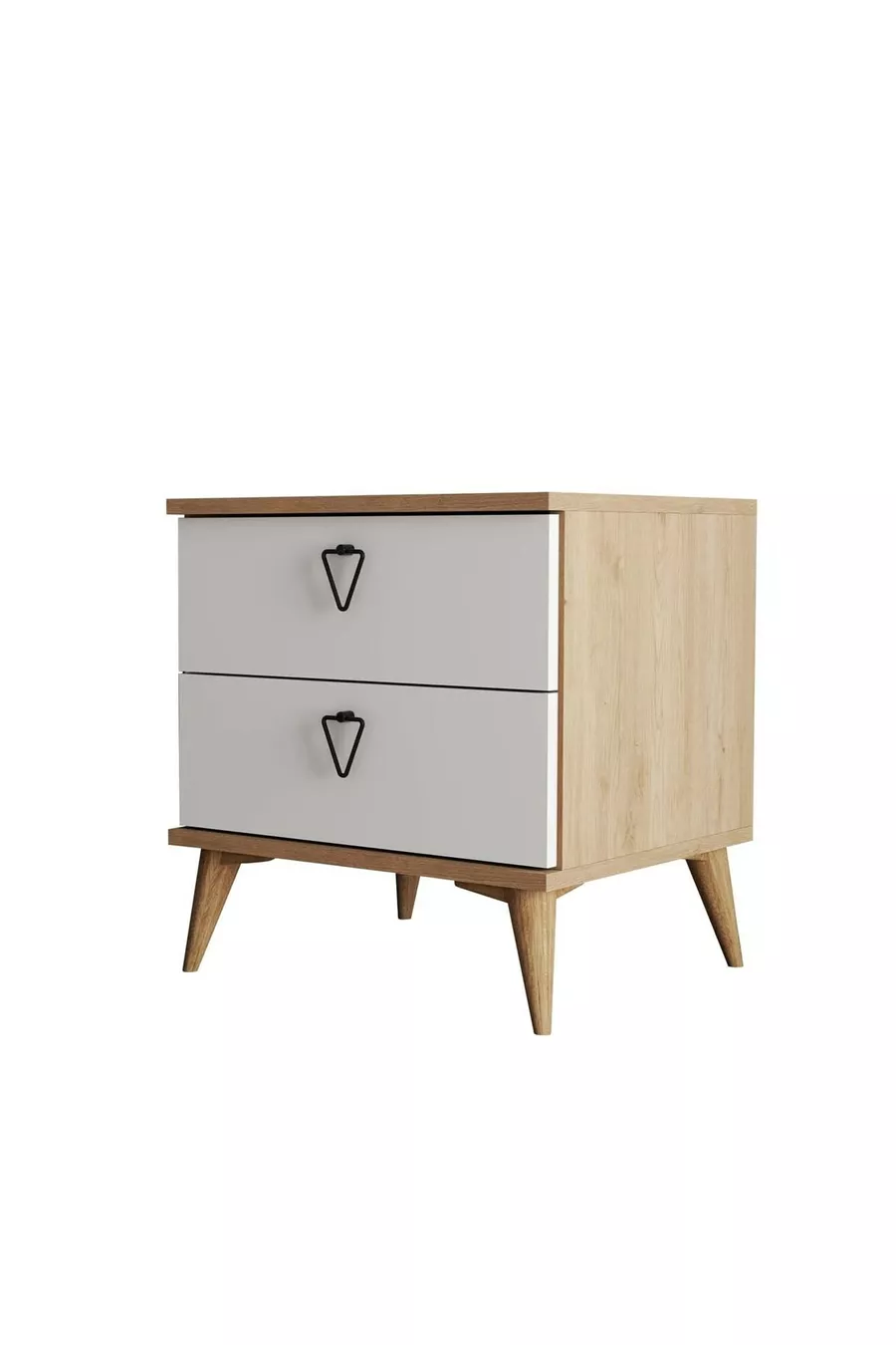 Table de chevet Versace 2 tiroirs avec panier - Blanc