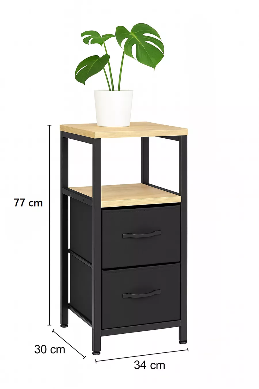 Table de chevet à 2 étagères avec tiroir en cuir, organiseur pour chambre à coucher, table de chevet en métal