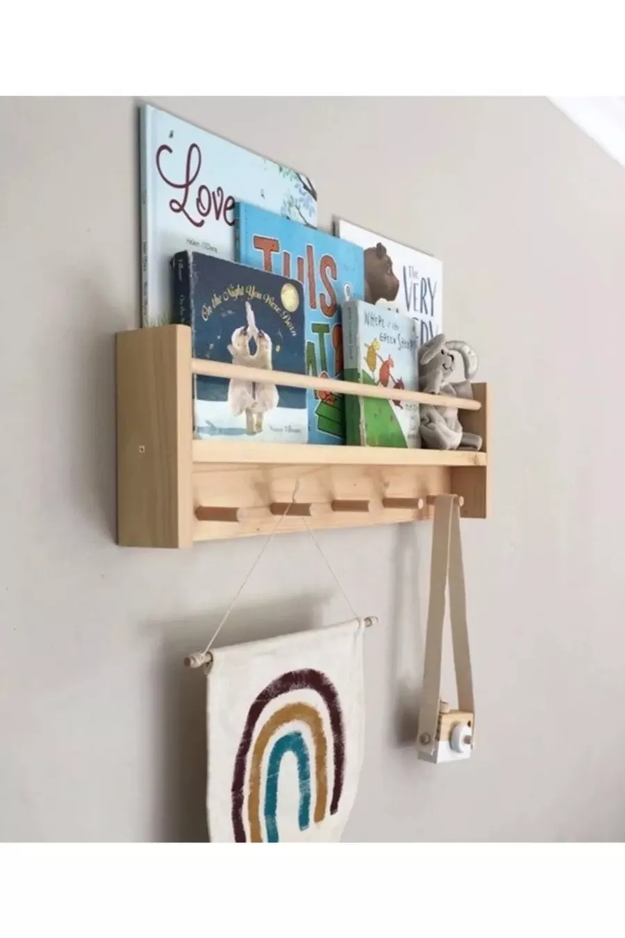 Natürlicher Holz-Montessori-Bücherregal Kinderzimmer Babyzimmer Wandregal