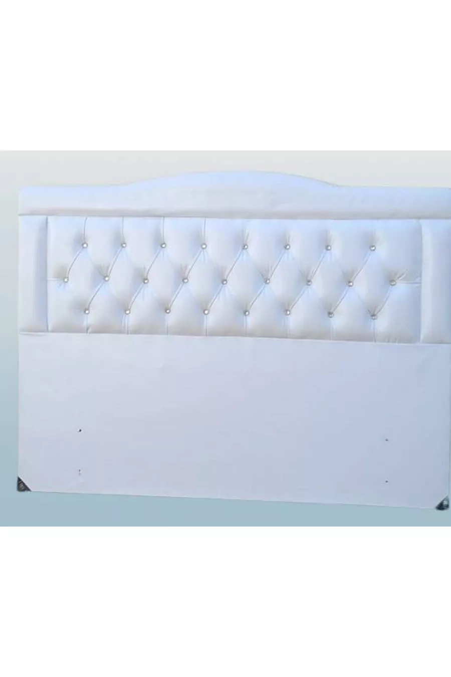 Titre Lit Double Modèle Cuir Synthétique Tissu Blanc Matelassé Rembourré Fait Main
