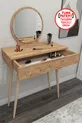 Coiffeuse avec miroir et tiroirs Siena sur pieds en bois, pin Atlantique - Siena
