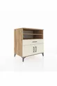 Commode Kronos 3 étagères 1 tiroir 2 portes Pin-Gris