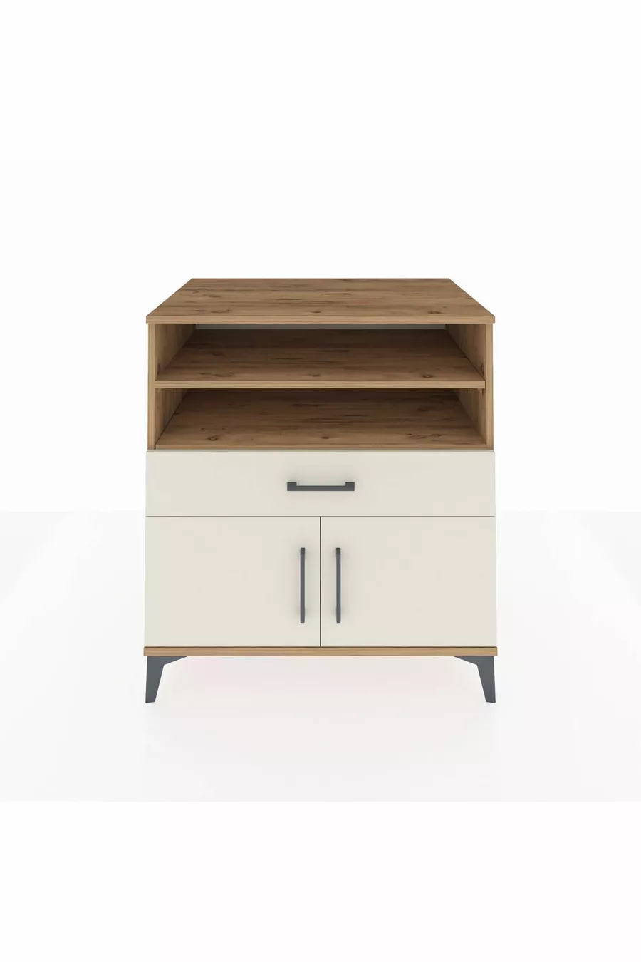 Commode Kronos 3 étagères 1 tiroir 2 portes Pin-Gris