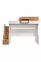 Bunk Bed, Litera Bunk Bed Wardrobe Desk, White-Dark Walnut 1 Comfort Mattress