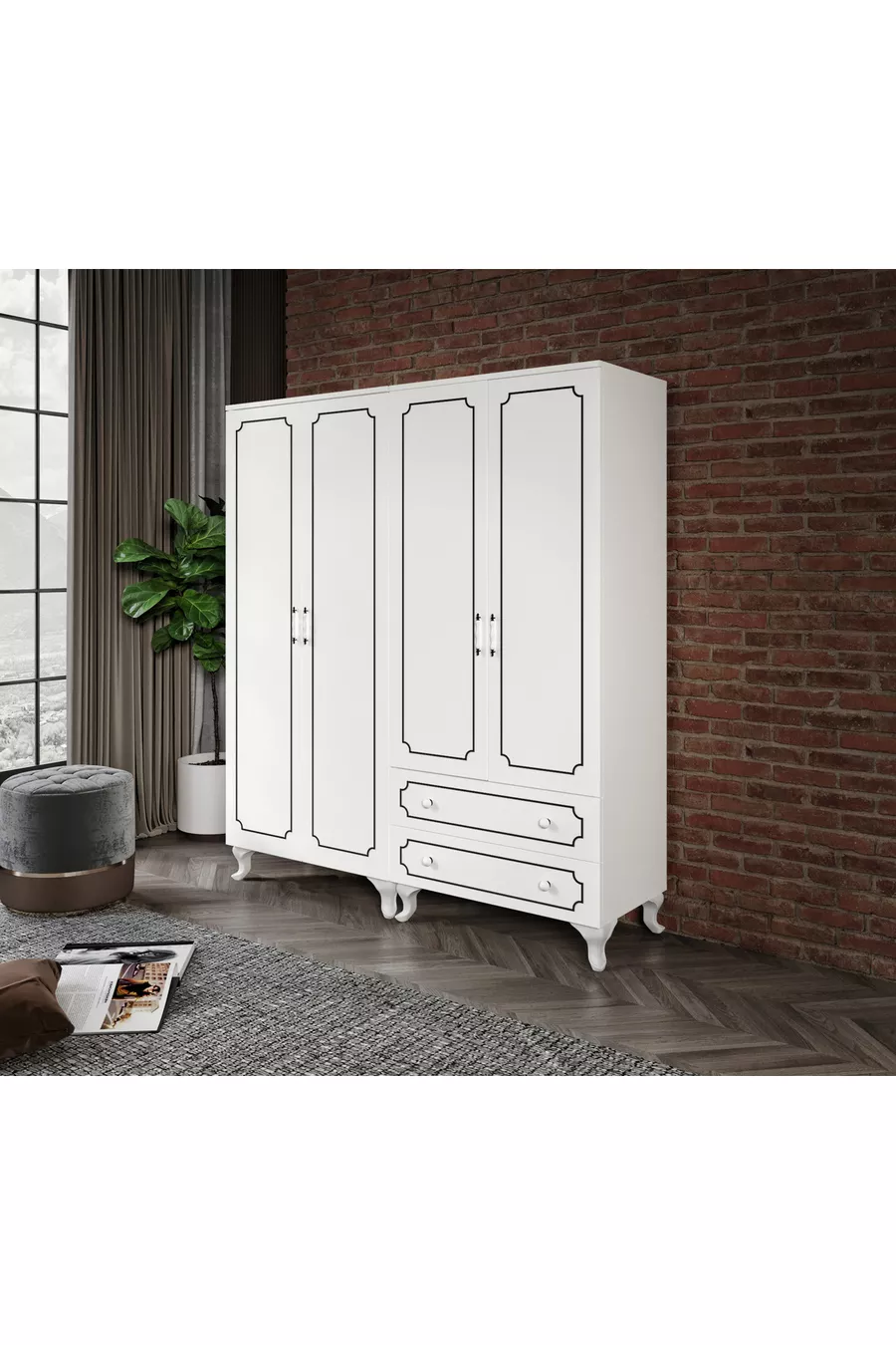 Armoire modulaire à 4 portes et 2 tiroirs, penderie - MDF de première qualité