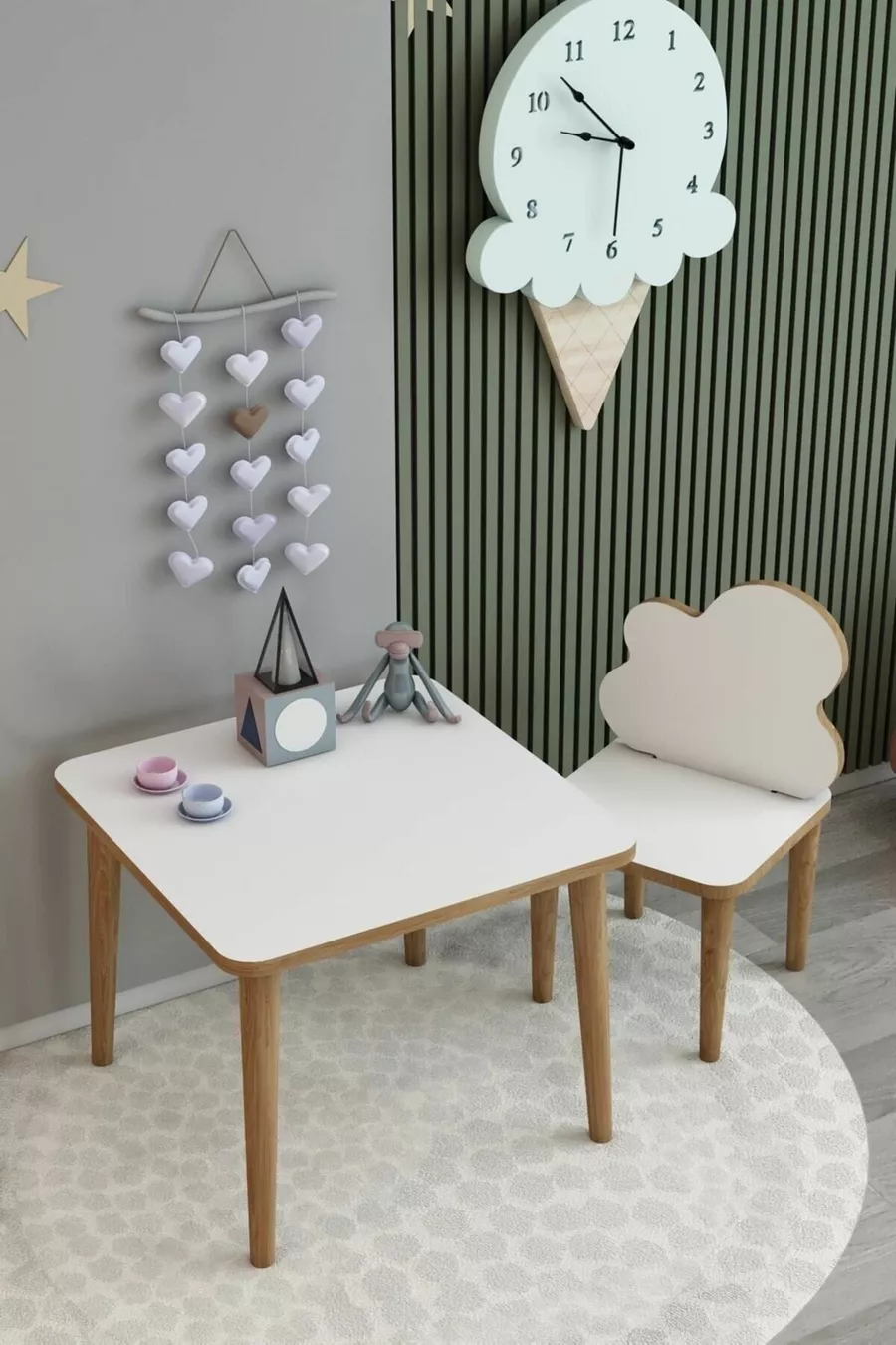 Witte Ybulut Kinder Tafel en Stoel Set Activiteitentafel Bureau 1 Tafel 1 Stoel