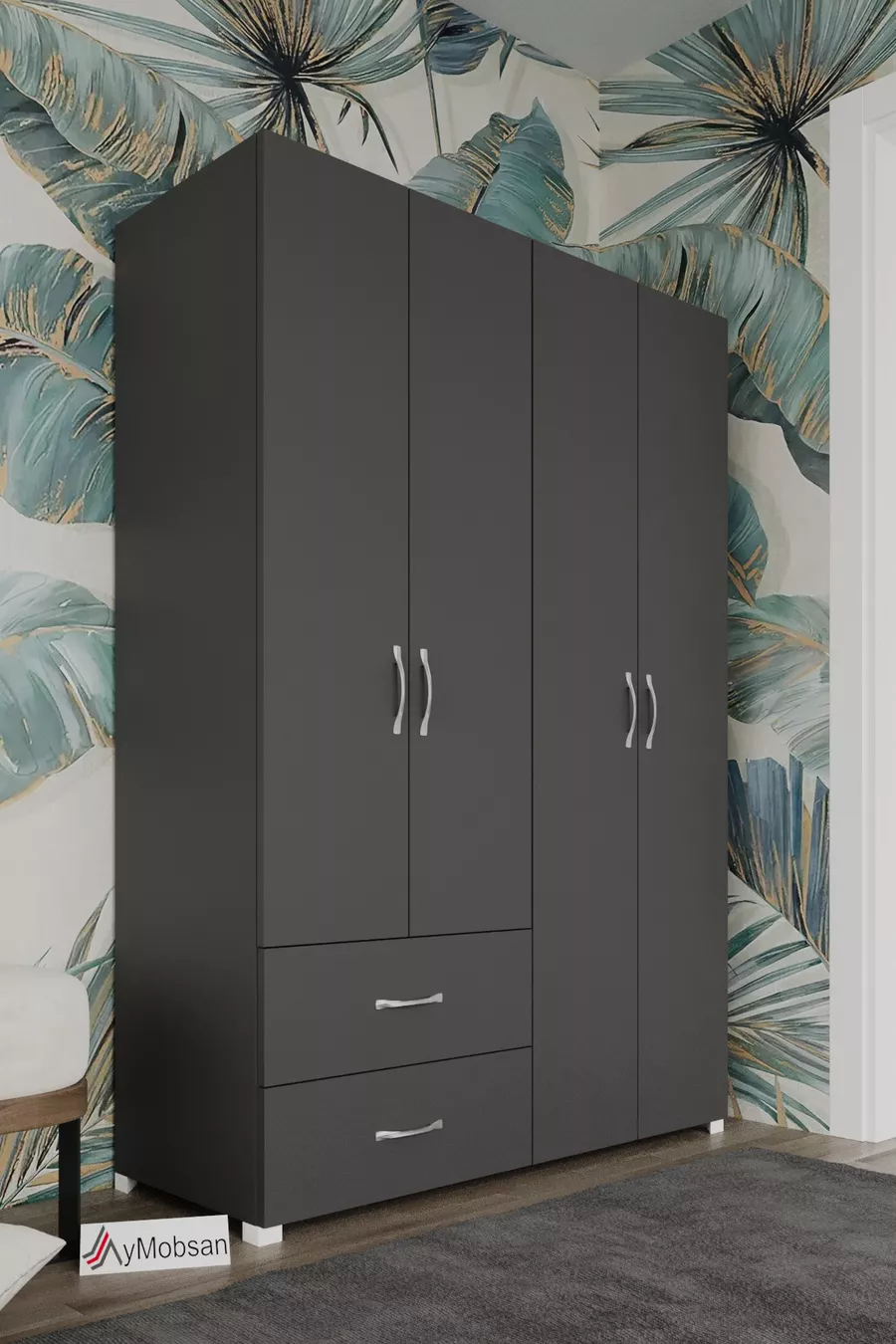 Armoire Mavera à 4 portes et 2 tiroirs, 