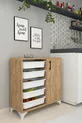 5-Basket Cabinet Multi-Purpose Cabinet Toy Cabinet Kayra Pine