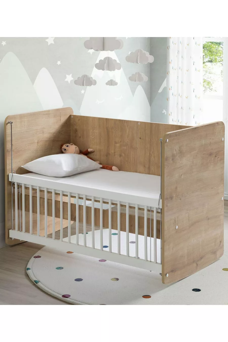 Berceau Balançant et Fixe pour Bébé à Côté de la Mère - Lit Bébé - Lit Parc - Bois - cm -