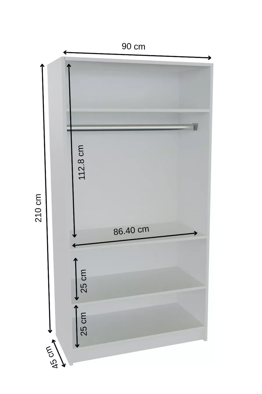 - LADİK - ARMOIRE BLANCHE À DEUX PORTES  CM