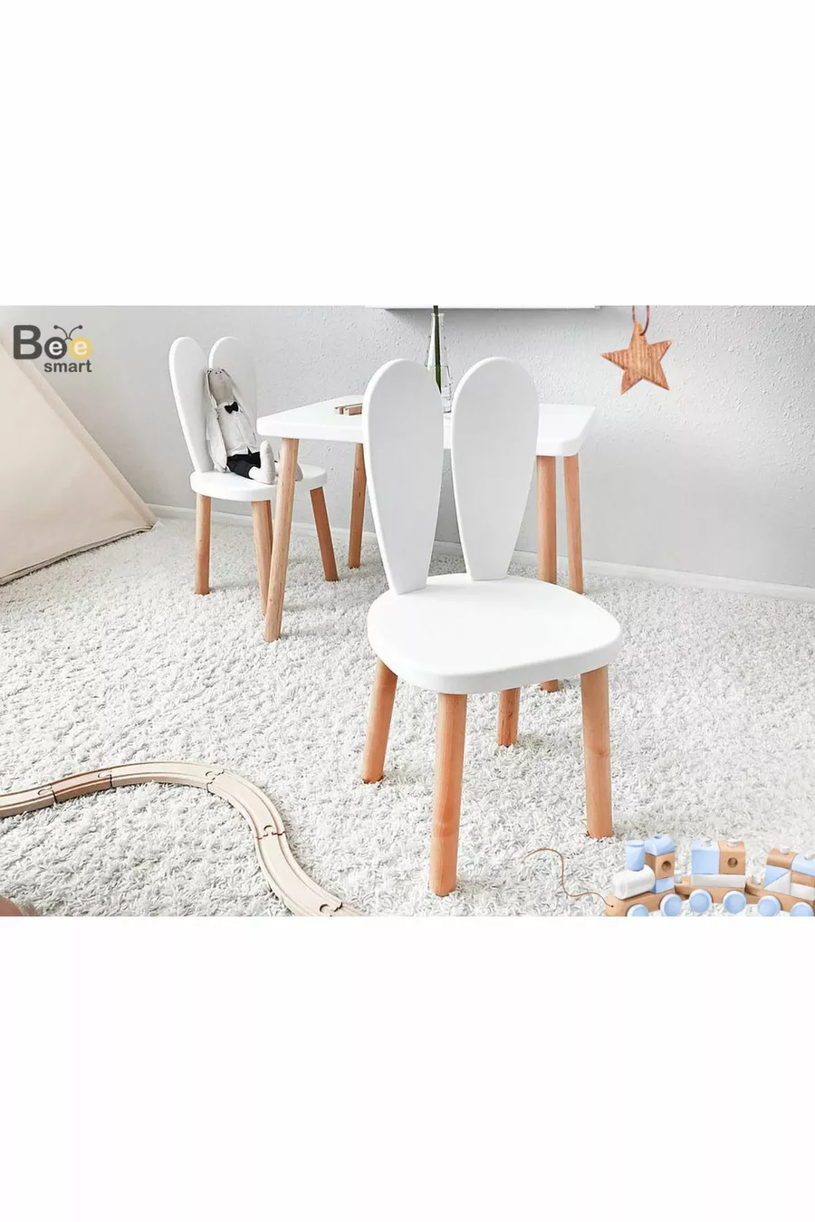 Holz Montessori Aktivitätentisch und Stuhl, Bunny Tisch und Stuhl
