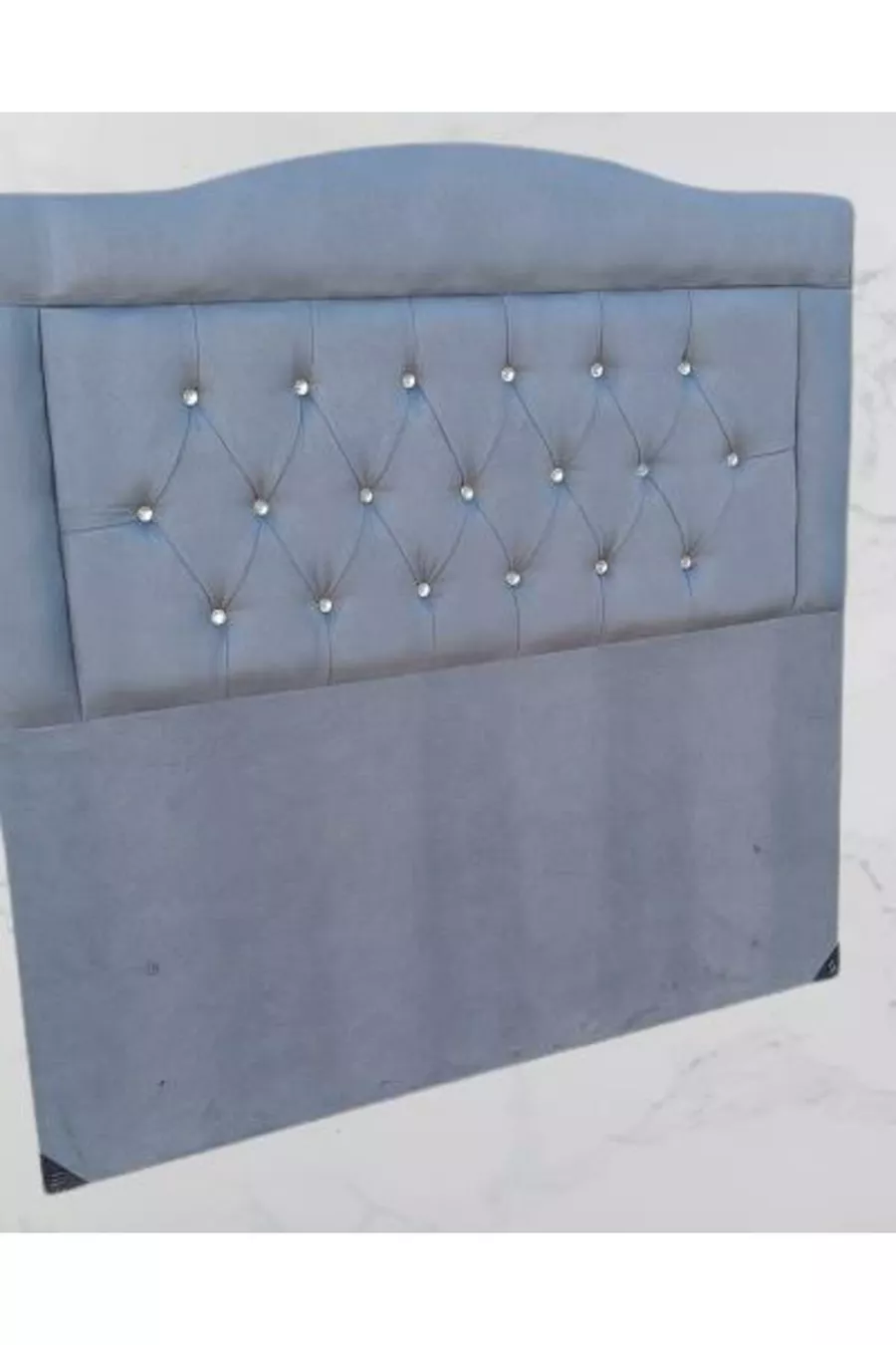 Titre DK Double Personne Tissu Anthracite en Plumetis de Poulain Rembourré Fait Main