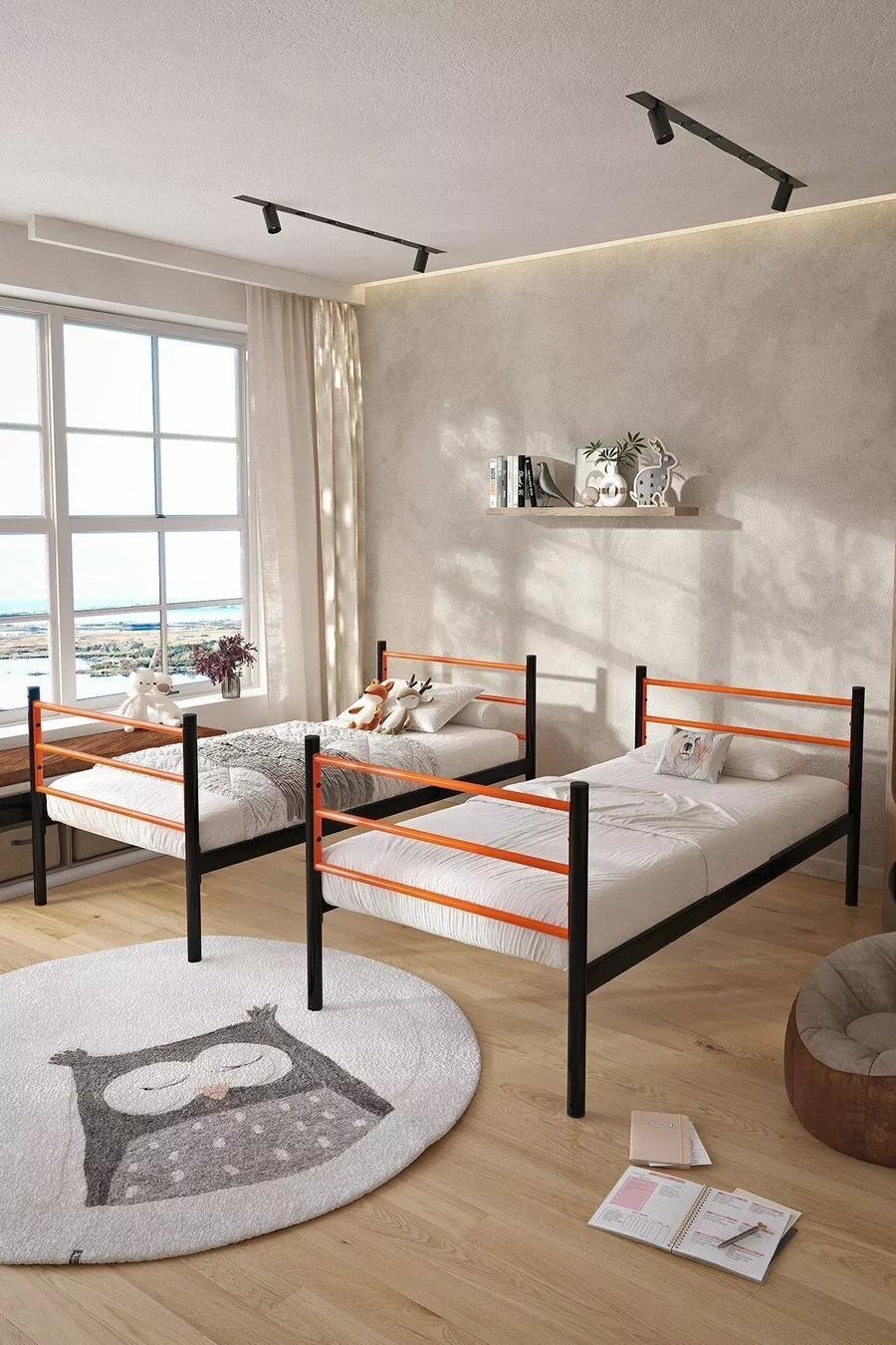 Letto a Castello Trend Compatibile con Materasso Arancione Letto a Castello in Metallo Separabile