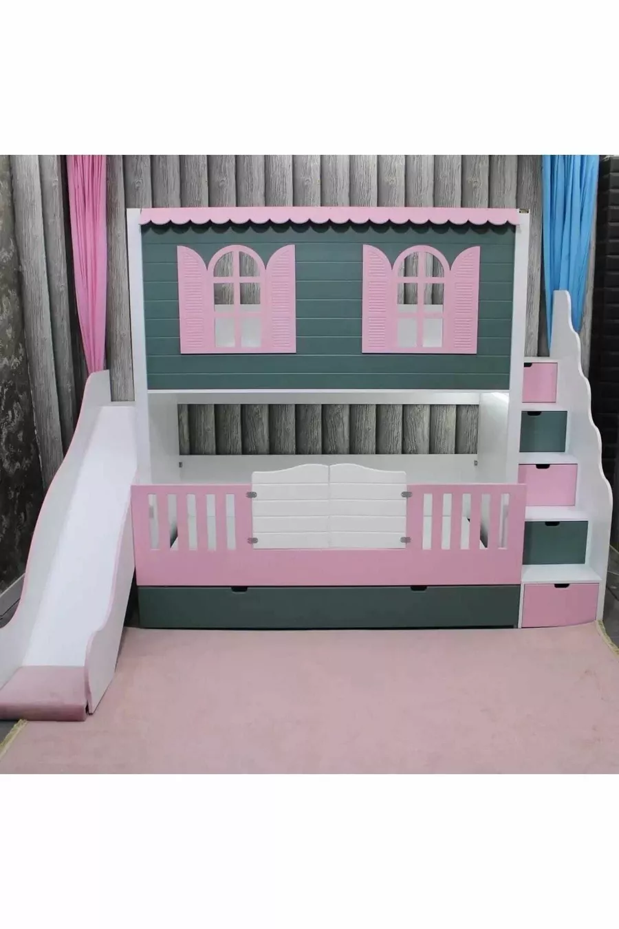 Alaçatı Bunk Bed with Slide and Small Bed