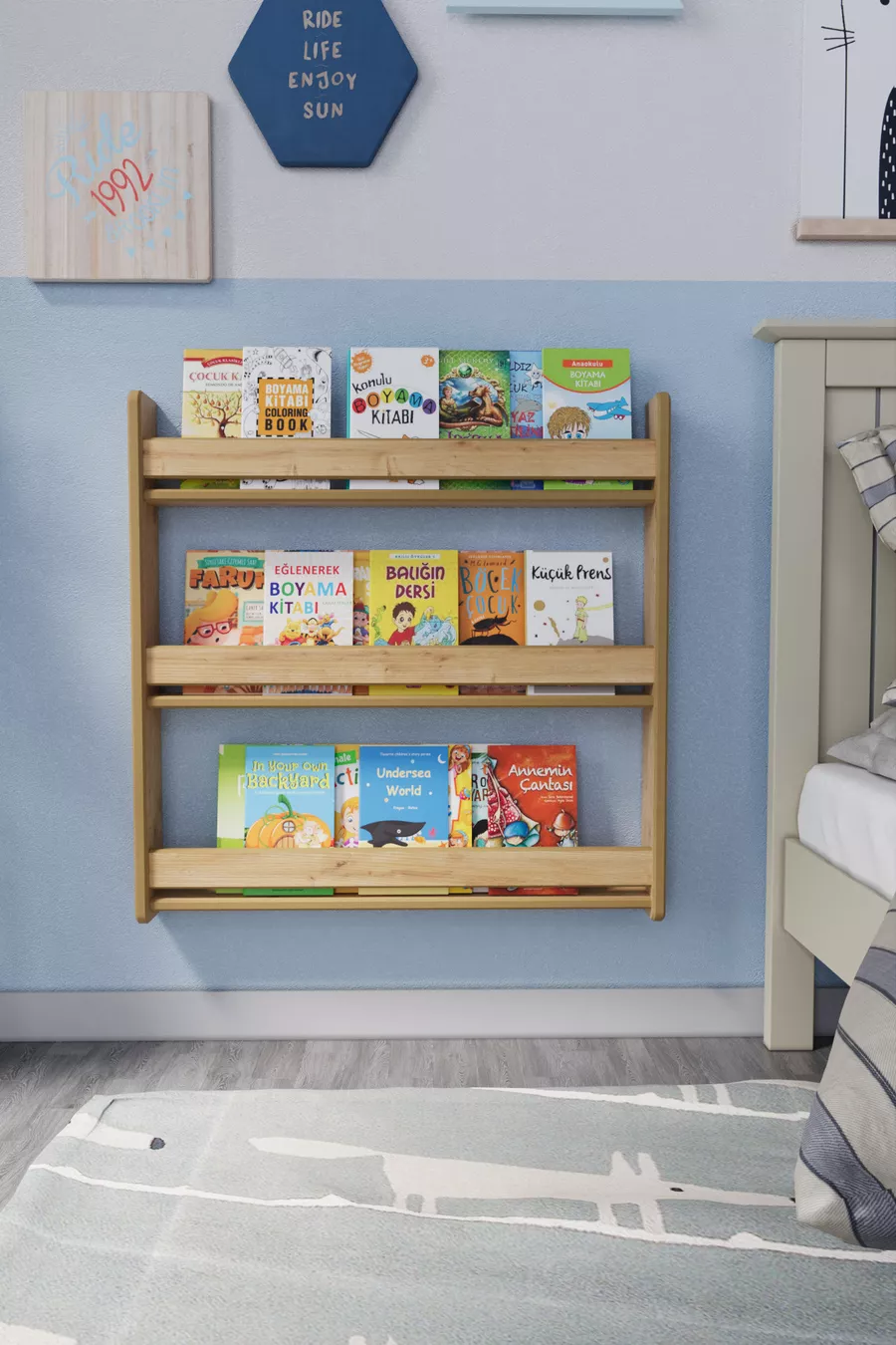 Bibliothèque pour enfants Montessori à 3 étagères, * cm - Chêne Saphir