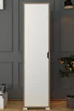 Nisan  cm Lichtnotenhouten-witte 5-planken voorraadkast met enkele deur voor badkamer en kledingkast - Garderobekast