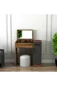 Make-up tafel met spiegel en kast, kleur walnoot, antraciet - Inci met 4 verschillende kleurkeuzes