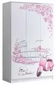 Lits superposés, Lit superposé Pisa, Table, Armoire 3 portes, 2 matelas Comfort
