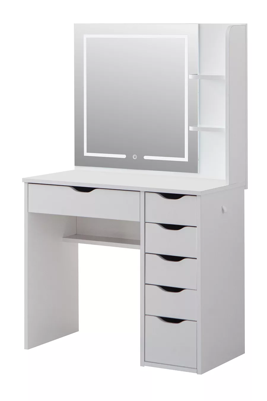 Coiffeuse Miroir Tactile à LED avec 6 Tiroirs, Niveau de Lumière Réglable Diva, Blanche