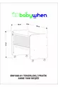 Berceau pour bébé à roulettes avec côté inclinable - Lit bébé - Lit parc - Bois - Cm