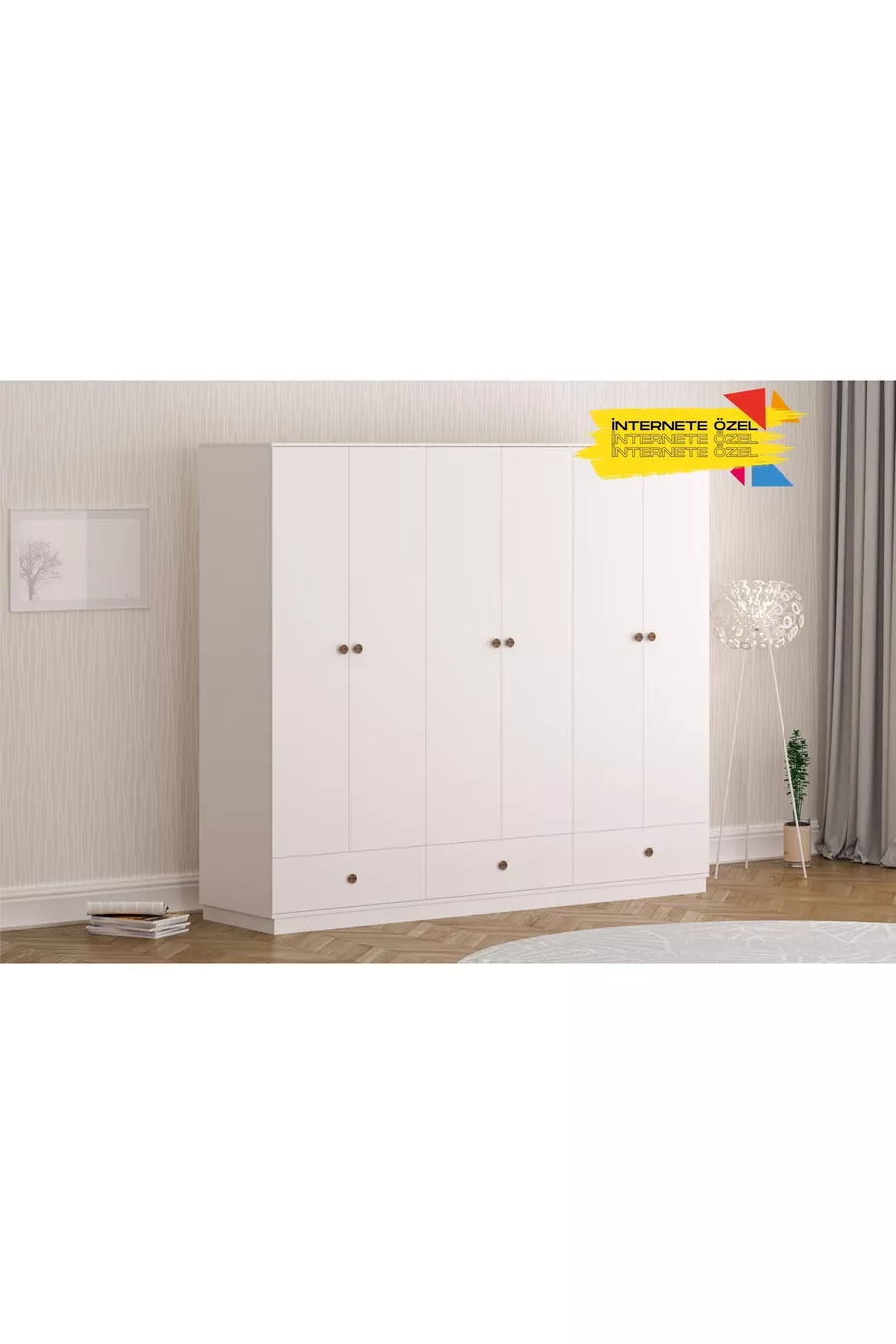 Шкаф Elif Modern с 6 дверцами и 3 ящиками
