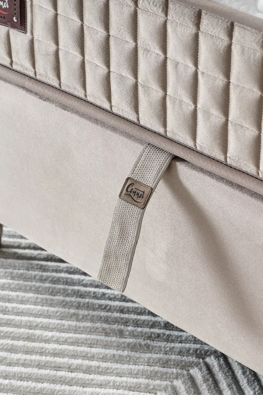 Manolya-Serie Einzelbett mit Bettkasten und Kopfteil + Komplettes Orthopädisches Paket Federkernmatratzen-Set 3-teilig