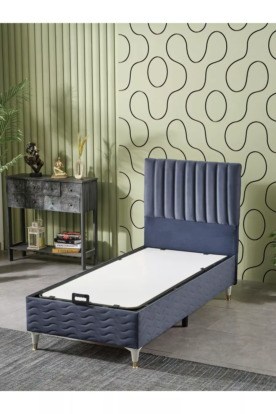 Ensemble 3 pièces Ezgi pour une personne Lit + Sommier + Tête de lit