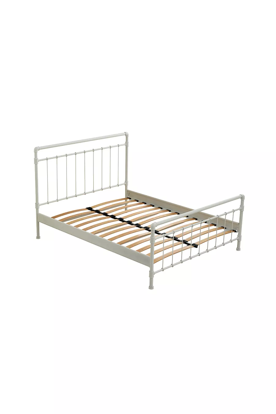 Odin Tweepersoons Metalen Bedframe - Wit (Houten Latten)
