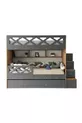 Mars Loft Bed with Storage, Anthracite & Wood, Steel-Supported Membrane Coating MDF