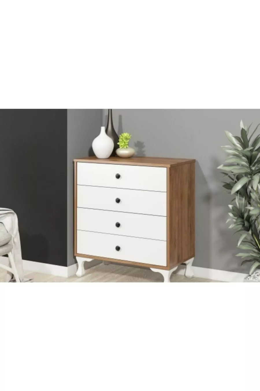 Torino Kommode Nussbaum Weiß