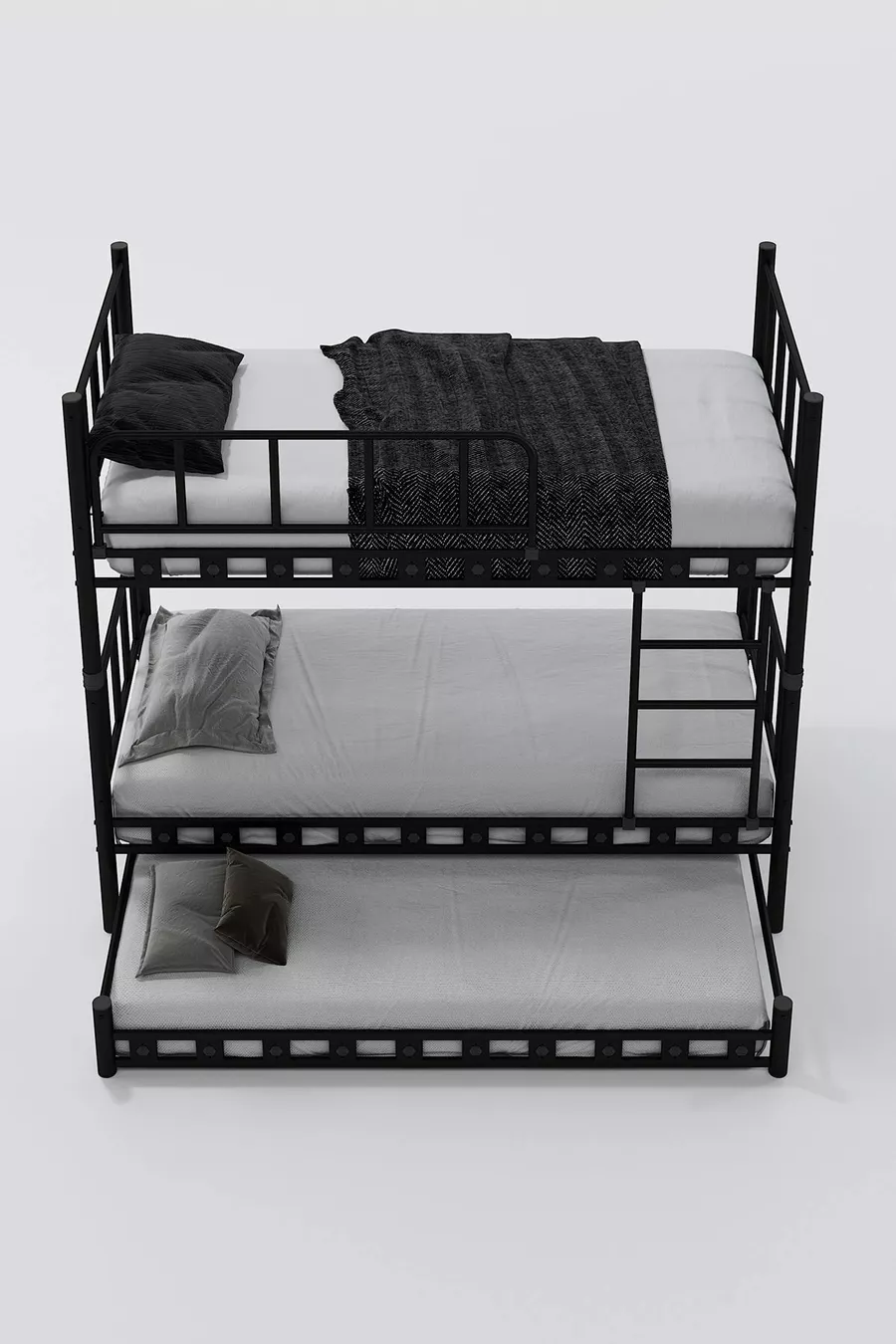 Zambak Yavrulu Kinderkamer Stalen Stapelbed en Bedframe Zwart