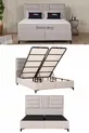 Bamboo Sleepy Bettgestell mit Stauraum und Kopfteil Set Beige (BETT NICHT INKLUSIVE)