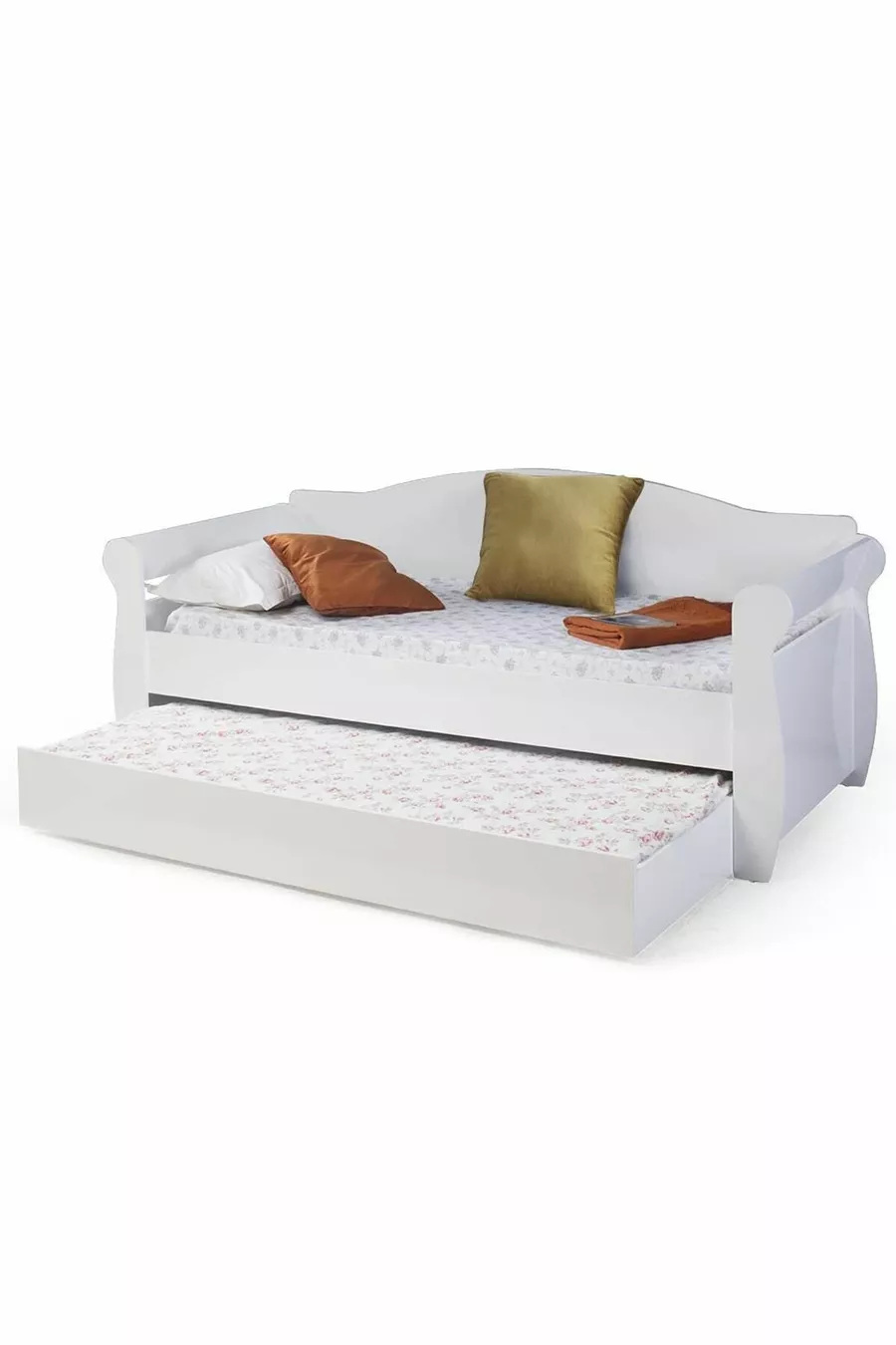 Wooden Bed with Headboard White - 