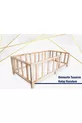 Letto per bambini rotondo in legno massiccio naturale con doghe, con piedi, dimensioni cm X cm